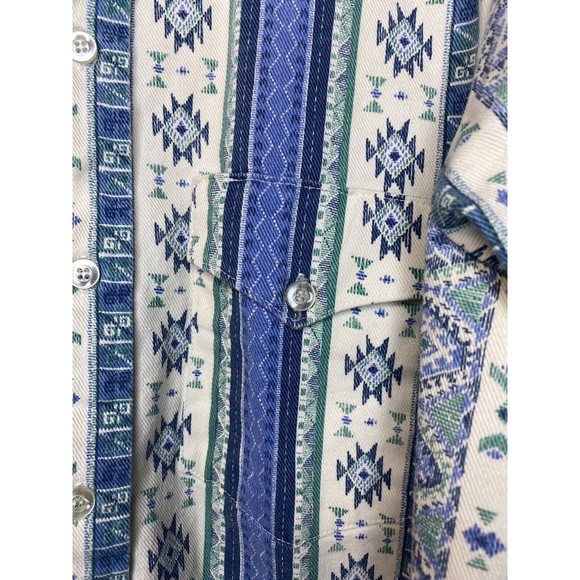 Caravan Mens Western Apparel Shirt Blue Size Large - Picture 12 of 16